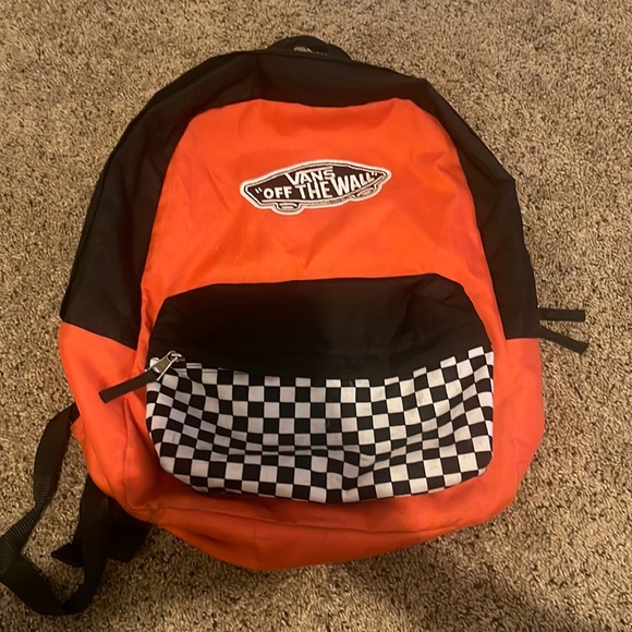 Vans Handbags - Vans orange and black checkered backpack.